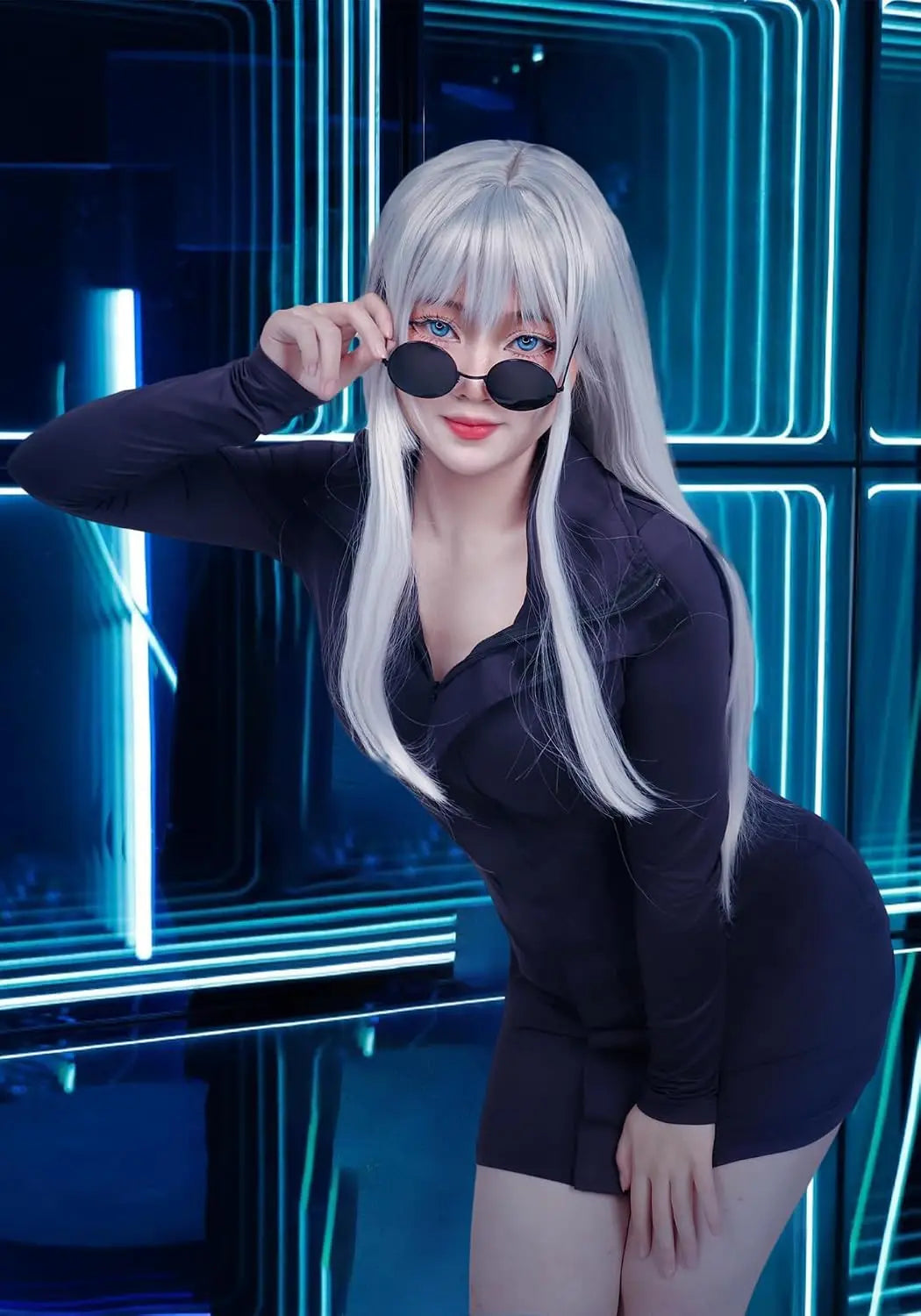 Anime Women Cosplay Wigs Costume Accessories for Party Christmas Halloween Silver White