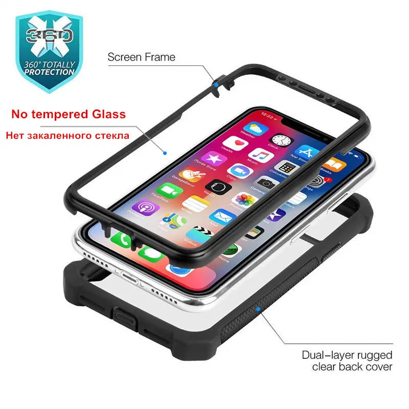 Transparent Phone Case For iPhone 17 Pro 15 14 13 12 11 16 XS 7 8 Plus SE 2022 Hybrid Rugged Anti Shock Doom Armor Cover Cases