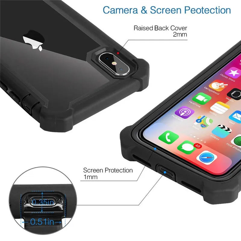 Transparent Phone Case For iPhone 17 Pro 15 14 13 12 11 16 XS 7 8 Plus SE 2022 Hybrid Rugged Anti Shock Doom Armor Cover Cases