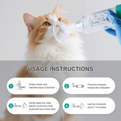 Cat Aerosol Chamber Pet Dog Portable Inhaler Spacer With Breathing Indicator Silicone Mask For Veterinary Equipment Vet Clinic
