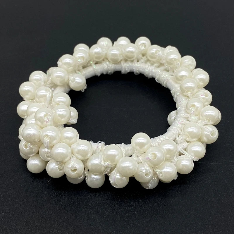 Woman Elegant Pearl Hair Ties Beads Girls Scrunchies Rubber Bands Ponytail Holders  Accessories Elastic  Band