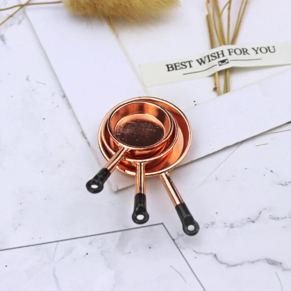 Kettle Mini Kitchen Utensils Sets Cookware 1:12 Scale Mini Kitchen Cooking Kit Alloy Doll Kitchen Set Kids Playing House Toys