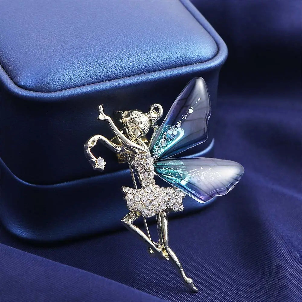 Female Jewelry Wedding Accessories Ldies Gift Coat corsage Women Crystal Brooches Angel wings Brooch Dancing Girl Lapel Pins