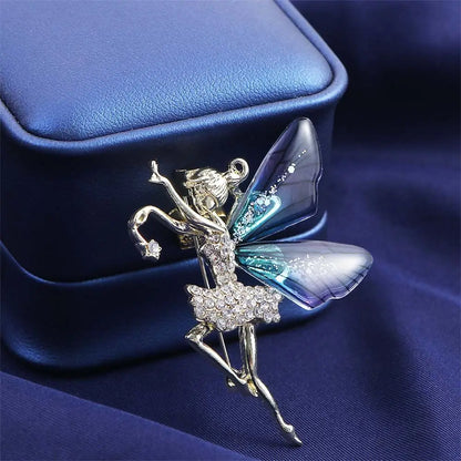 Female Jewelry Wedding Accessories Ldies Gift Coat corsage Women Crystal Brooches Angel wings Brooch Dancing Girl Lapel Pins