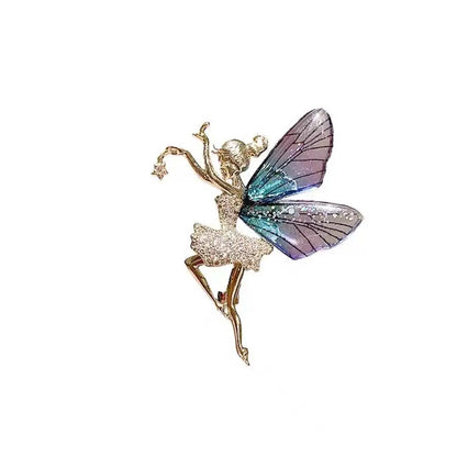 Female Jewelry Wedding Accessories Ldies Gift Coat corsage Women Crystal Brooches Angel wings Brooch Dancing Girl Lapel Pins