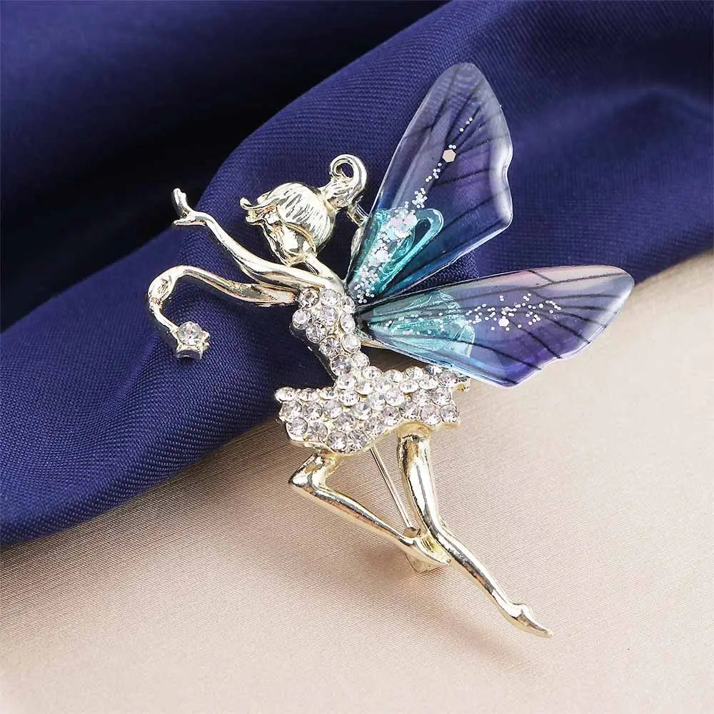 Female Jewelry Wedding Accessories Ldies Gift Coat corsage Women Crystal Brooches Angel wings Brooch Dancing Girl Lapel Pins