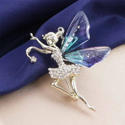 Female Jewelry Wedding Accessories Ldies Gift Coat corsage Women Crystal Brooches Angel wings Brooch Dancing Girl Lapel Pins