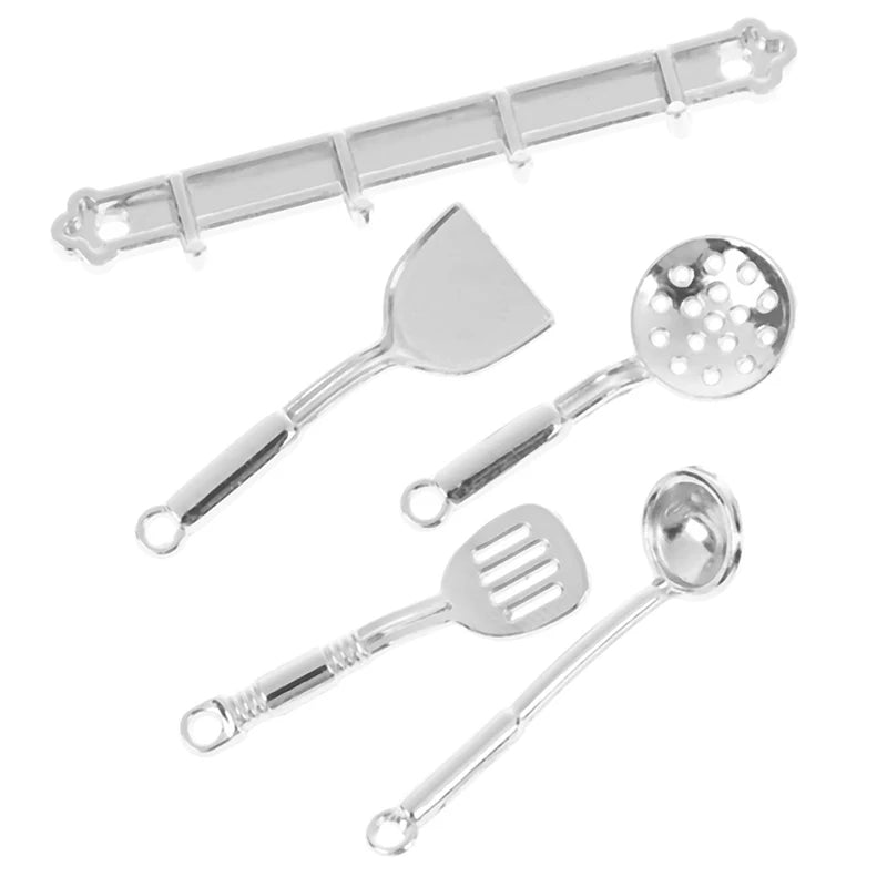 5pcs/Set Kitchen Dollhouse Miniature Mini Cookware Tools Miniatures Kitchen Furniture Toy 1:12 DIY Dollhouse Accessories Kit