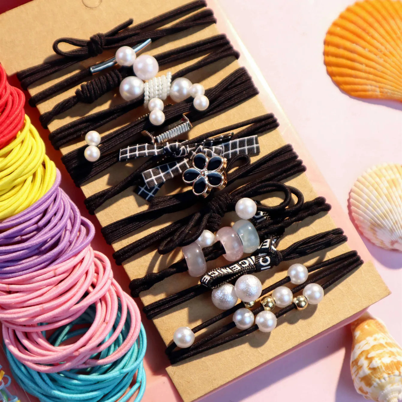 1Set Multicolour Hair Accessories for Woman Set Seamless Ponytail Holders Variety Hair Scrunchies HairBands Scrunchy Hair Ties