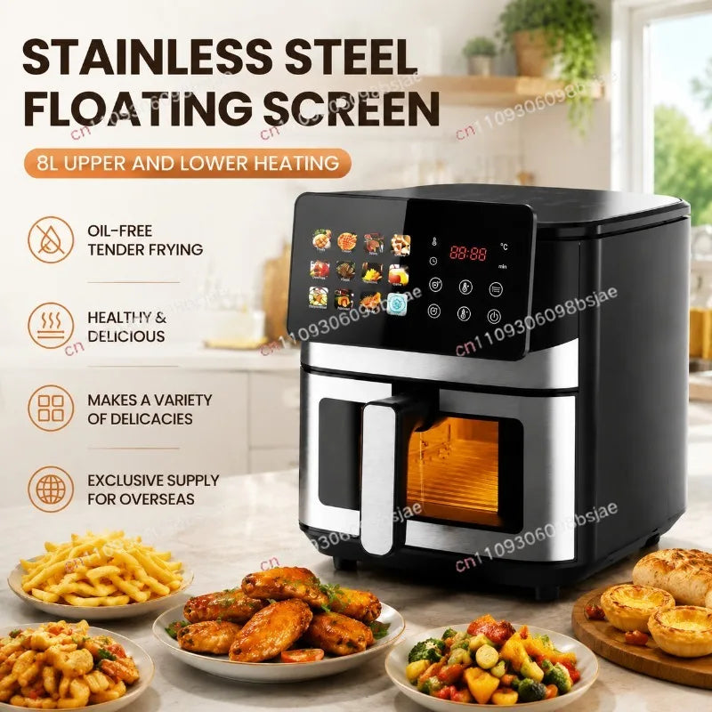 Air fryer large capacity visual large color screen heating up and down household high power electric fryer