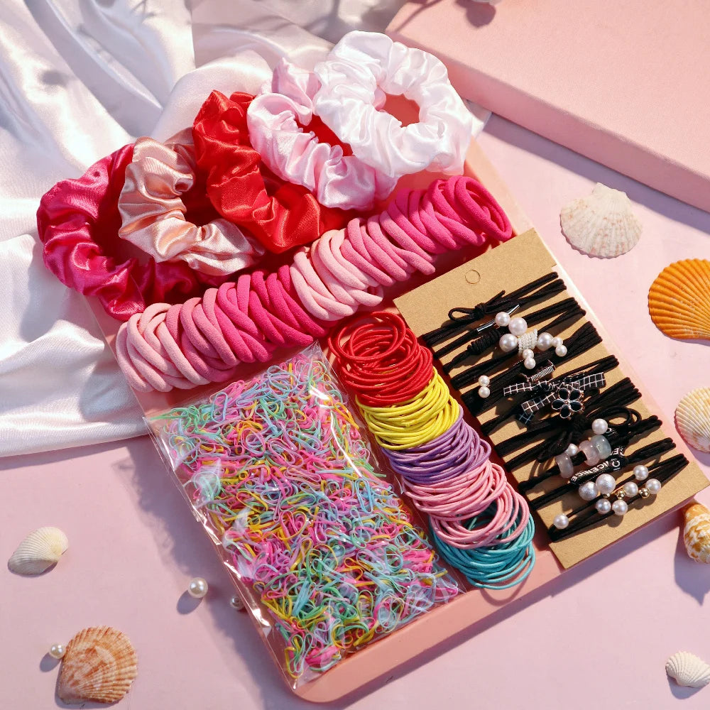 1Set Multicolour Hair Accessories for Woman Set Seamless Ponytail Holders Variety Hair Scrunchies HairBands Scrunchy Hair Ties