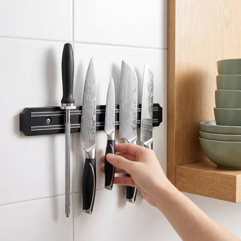 Kitchen Wall-Mounted Magnetic Knife Holder, Kitchen Magnetic Knife Rack, Magnetic Ironstone Knife Storage Rack, a Storage Wonder
