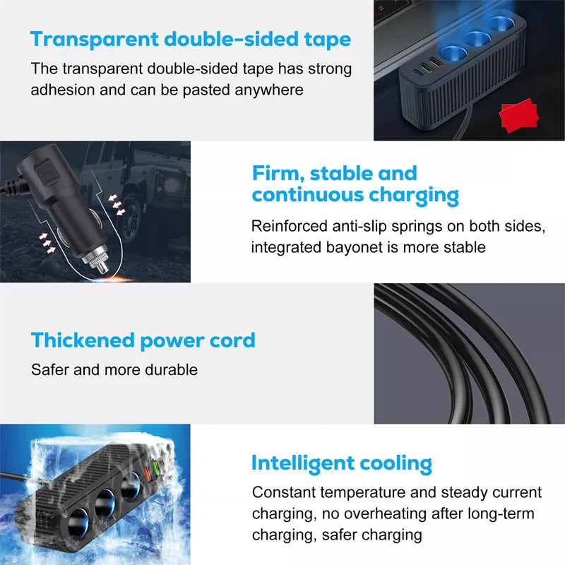 New Car Charger For Phones 120W Plug And Play Charger Splitter Overcharge Protection Charger Adapter PD QC3.0 Car Charger