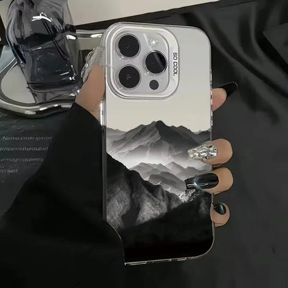 Phone Case For iPhone 16E Cases For iPhone 16 15 14 13 11 12 Pro Max 16 15 14 Plus New Colorful Mountain View Print Phone Cover