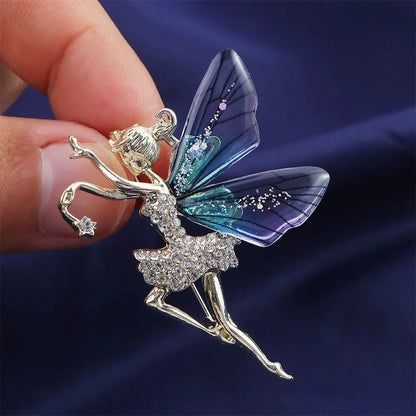 Female Jewelry Wedding Accessories Ldies Gift Coat corsage Women Crystal Brooches Angel wings Brooch Dancing Girl Lapel Pins