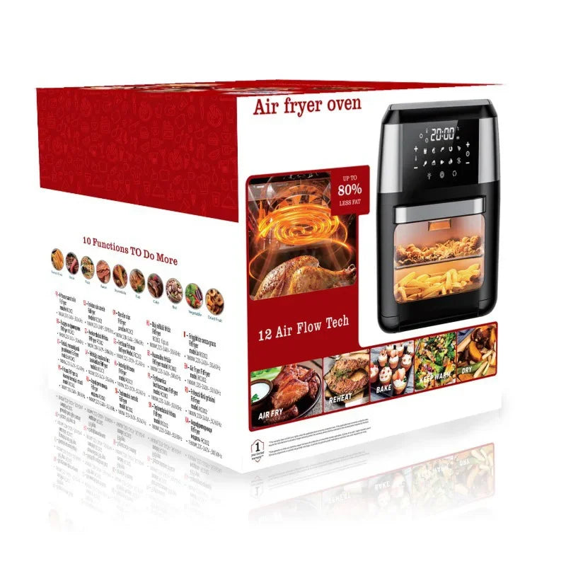 Smart 12L Electric Digital Air Fryer—Oil-Free, Low-Fat Fryer with Transparent Viewing Window and Multifunctional Separate Basket