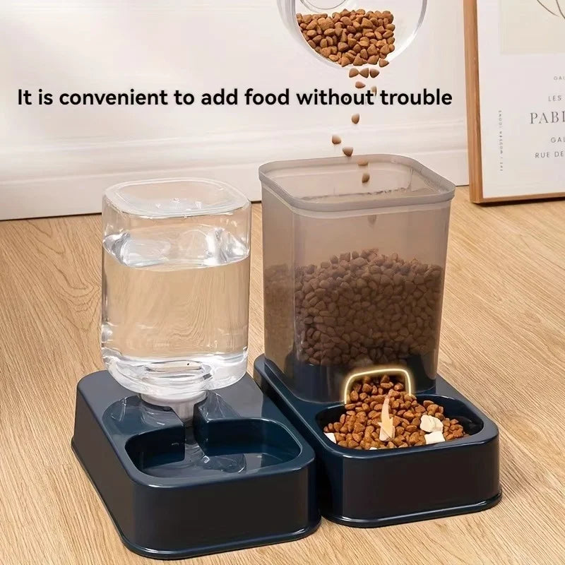 Automatic Portion-Control Pet Feeder with Integrated Water Dispenser, Battery-Free Operation for Cats and Dogs