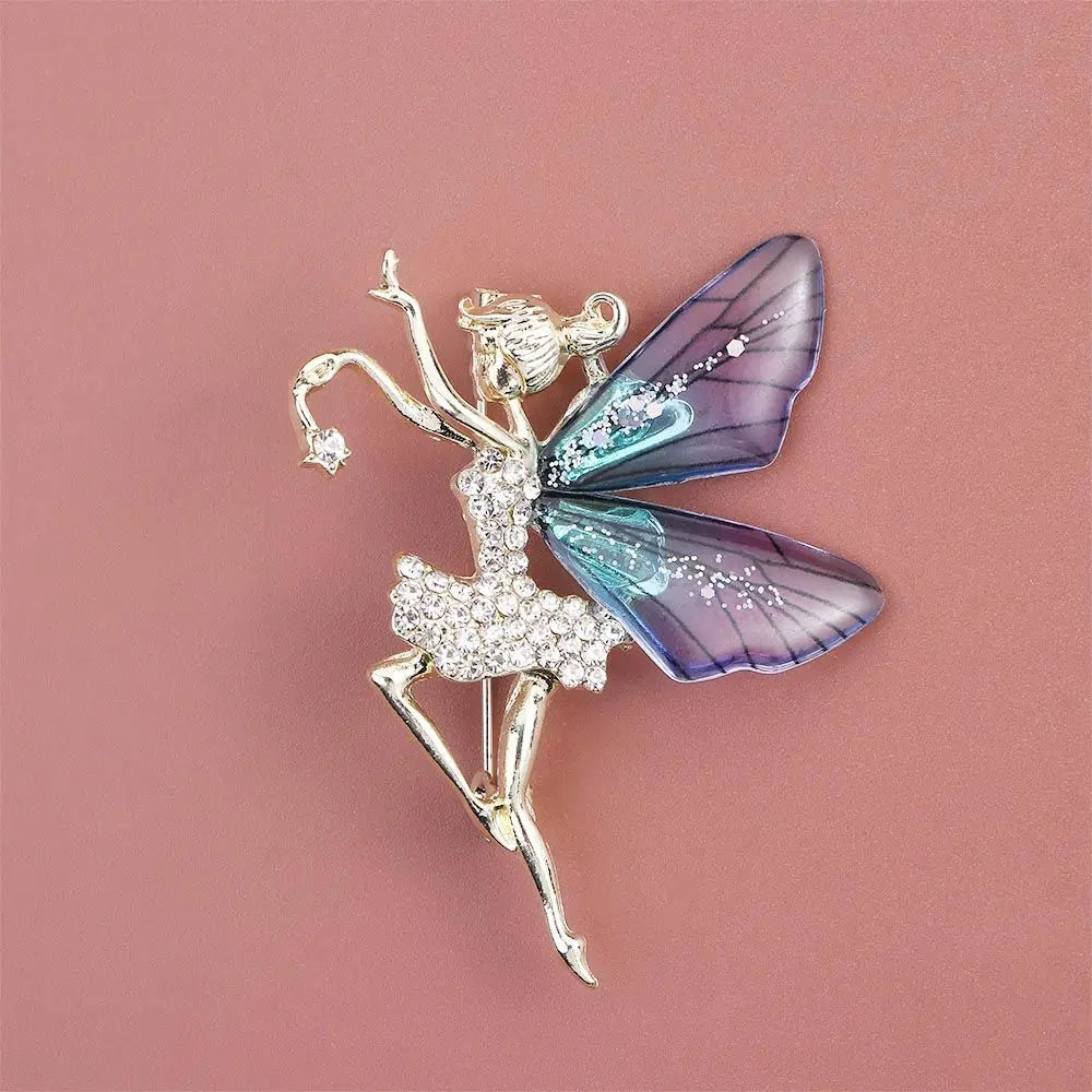 Female Jewelry Wedding Accessories Ldies Gift Coat corsage Women Crystal Brooches Angel wings Brooch Dancing Girl Lapel Pins