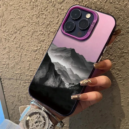 Phone Case For iPhone 16E Cases For iPhone 16 15 14 13 11 12 Pro Max 16 15 14 Plus New Colorful Mountain View Print Phone Cover
