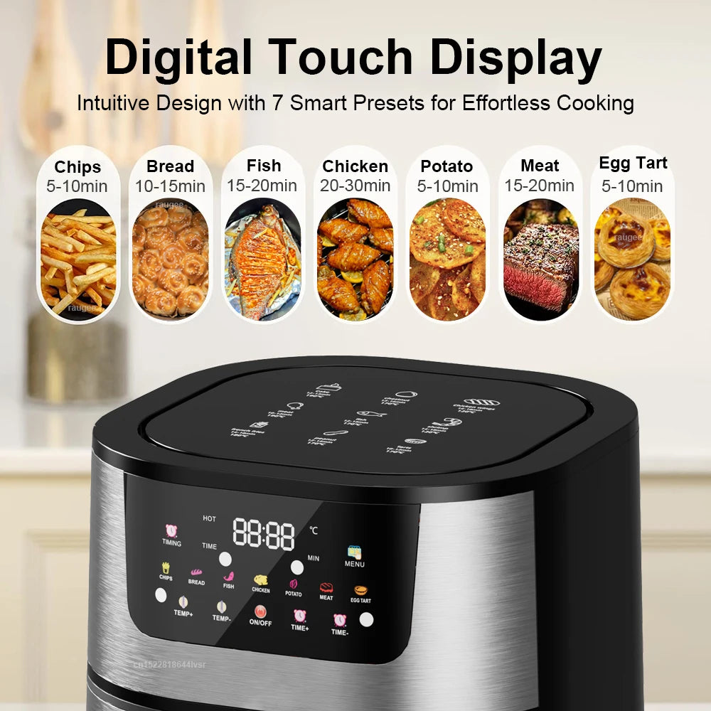 Air Fryer 8L 2800W Oil Free Electric Air Fryer with Touchscreen Household Multi-function Non-fat Fryer with Visible Window