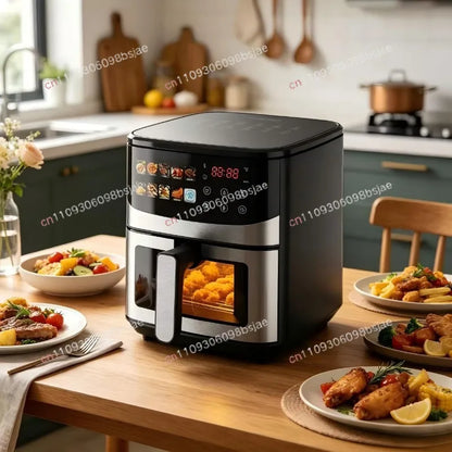 Air fryer large capacity visual large color screen heating up and down household high power electric fryer