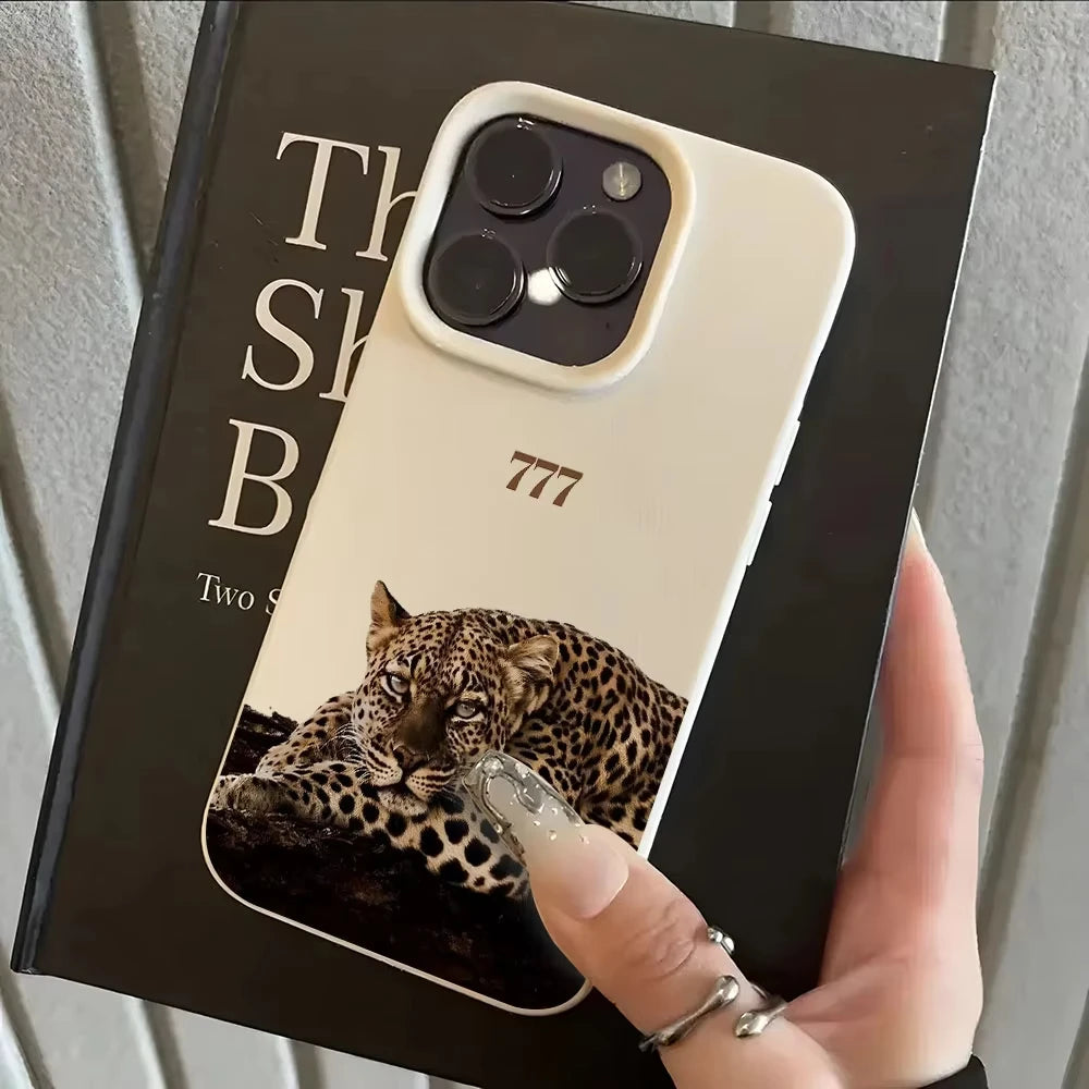 New Fashion Pink Leather Phone Case Cute Leopard Back Cover Anti-fall Protective cases for iPhone 17 16 15 14 13 12 11 pro max