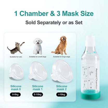 Cat Aerosol Chamber Pet Dog Portable Inhaler Spacer With Breathing Indicator Silicone Mask For Veterinary Equipment Vet Clinic