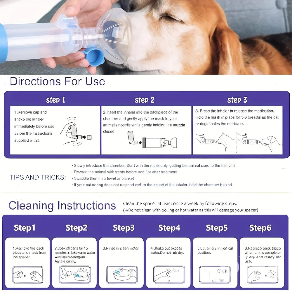 Adjustable Pet Nebulizer Mask, Large-Capacity Aerosol Spacer, Respiratory Care for Pets