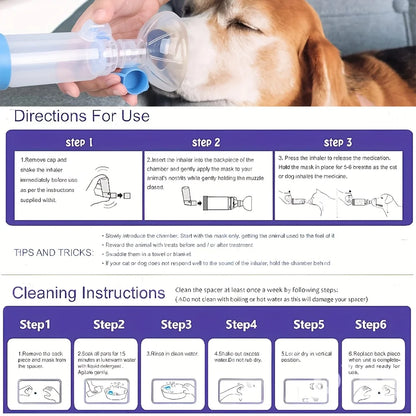 Adjustable Pet Nebulizer Mask, Large-Capacity Aerosol Spacer, Respiratory Care for Pets