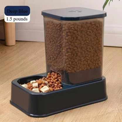 Automatic Portion-Control Pet Feeder with Integrated Water Dispenser, Battery-Free Operation for Cats and Dogs