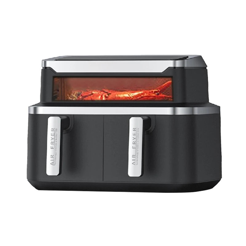 New Double Air Fryer with Double Basket Intelligent Multifunctional Double Zone 2 Basket 9L Quart Air Fryer