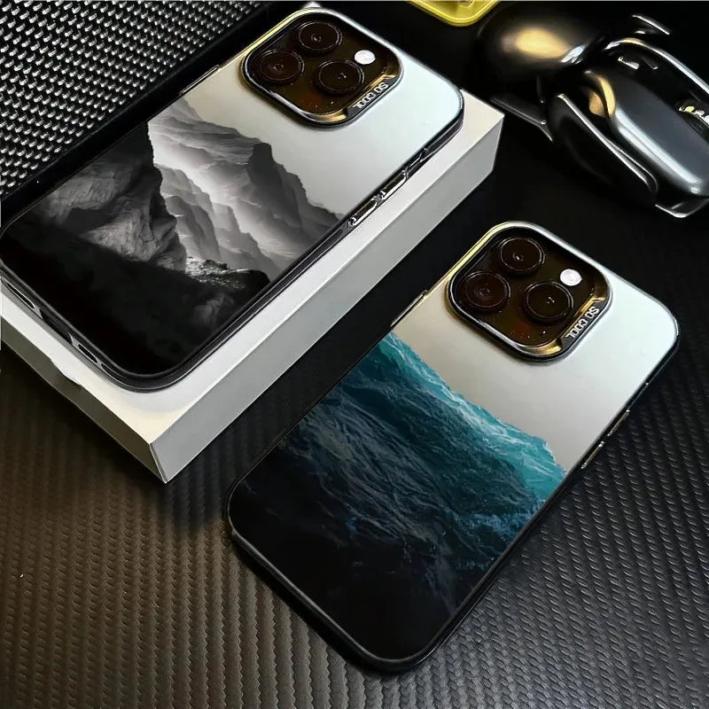 Phone Case For iPhone 16E Cases For iPhone 16 15 14 13 11 12 Pro Max 16 15 14 Plus New Colorful Mountain View Print Phone Cover