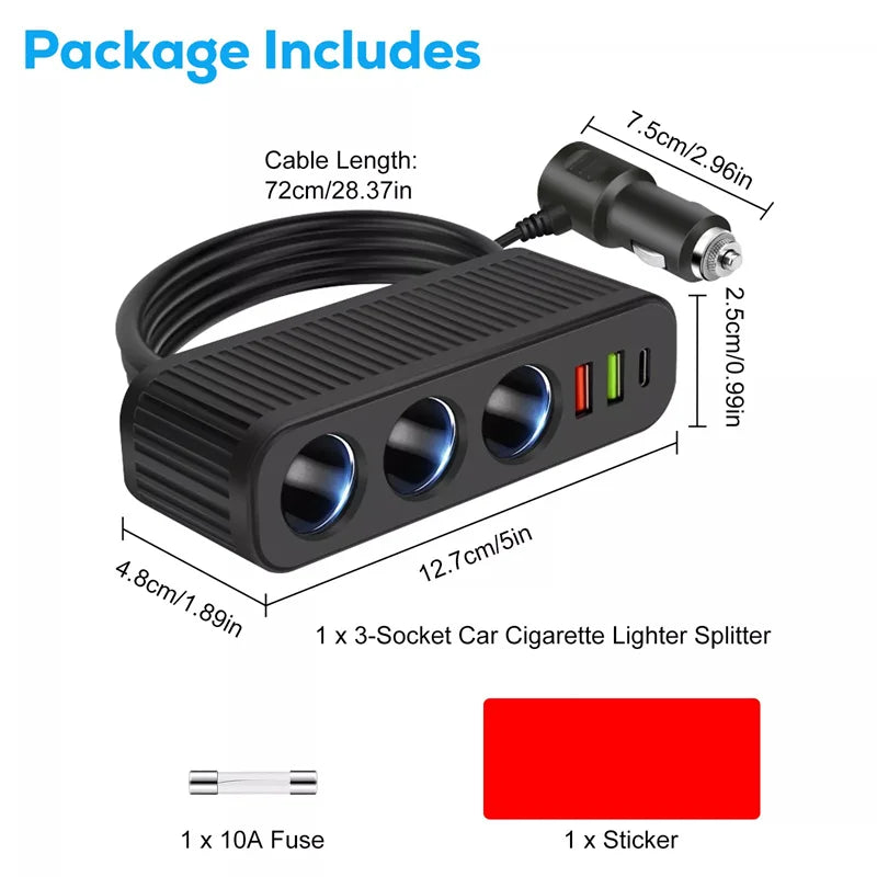 New Car Charger For Phones 120W Plug And Play Charger Splitter Overcharge Protection Charger Adapter PD QC3.0 Car Charger