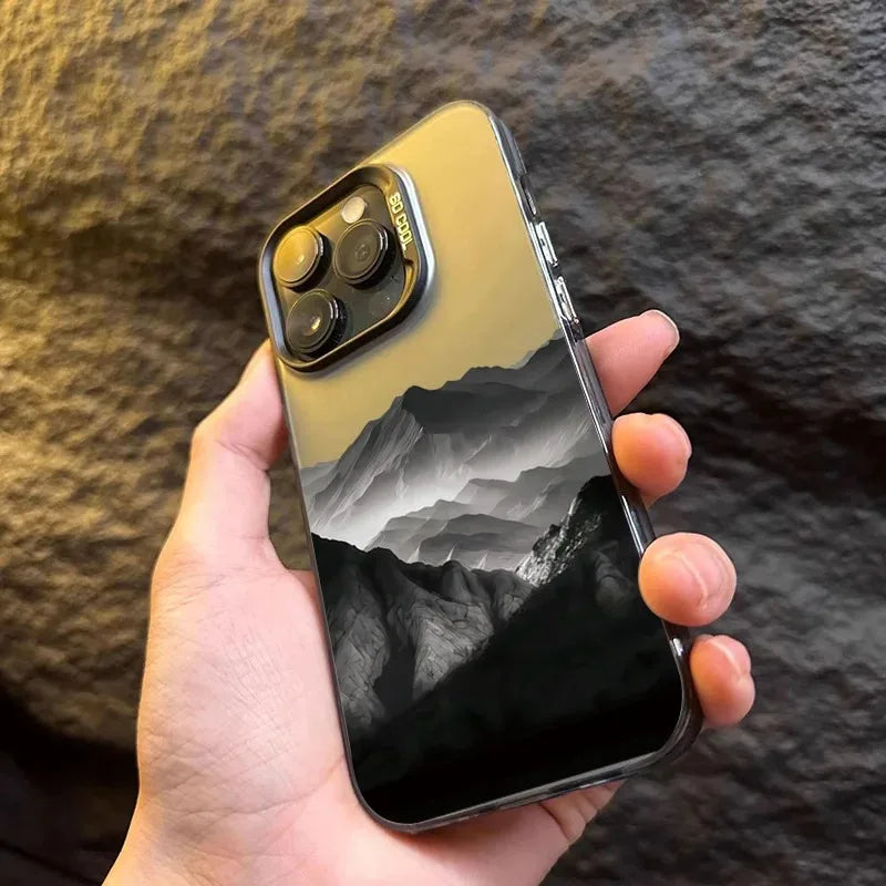 Phone Case For iPhone 16E Cases For iPhone 16 15 14 13 11 12 Pro Max 16 15 14 Plus New Colorful Mountain View Print Phone Cover