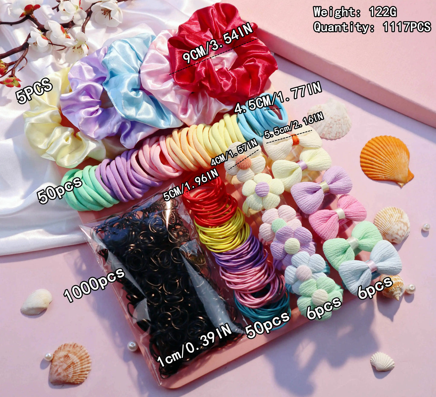 1Set Multicolour Hair Accessories for Woman Set Seamless Ponytail Holders Variety Hair Scrunchies HairBands Scrunchy Hair Ties