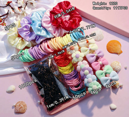 1Set Multicolour Hair Accessories for Woman Set Seamless Ponytail Holders Variety Hair Scrunchies HairBands Scrunchy Hair Ties