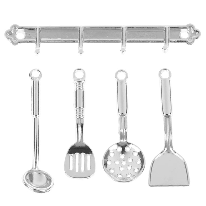 5pcs/Set Kitchen Dollhouse Miniature Mini Cookware Tools Miniatures Kitchen Furniture Toy 1:12 DIY Dollhouse Accessories Kit