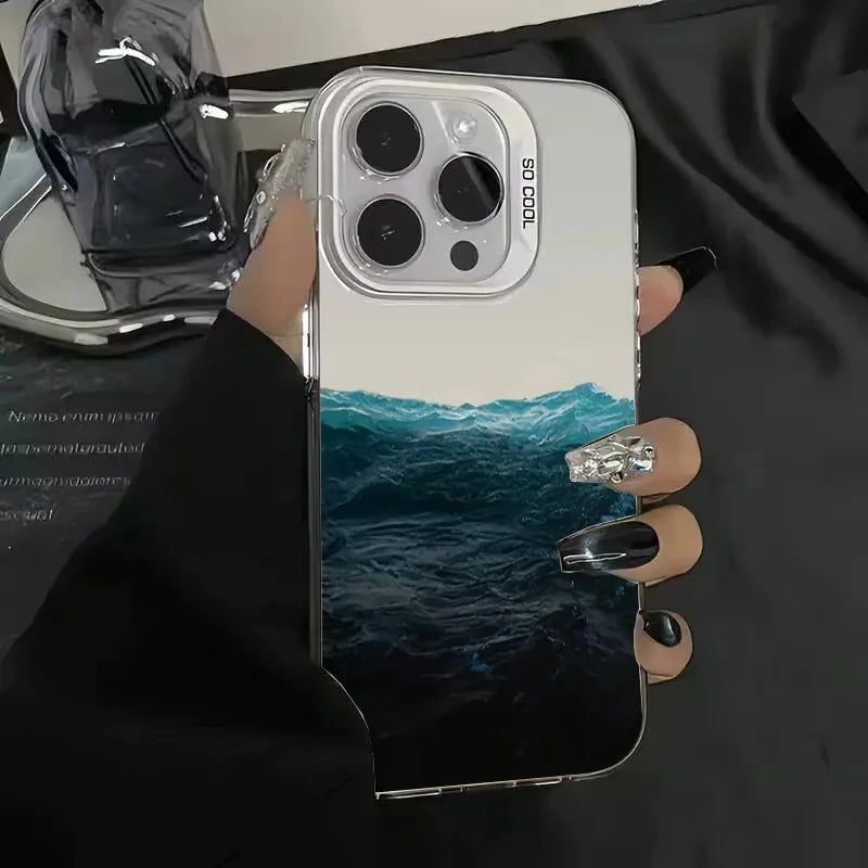 Phone Case For iPhone 16E Cases For iPhone 16 15 14 13 11 12 Pro Max 16 15 14 Plus New Colorful Mountain View Print Phone Cover