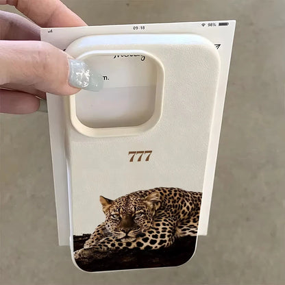New Fashion Pink Leather Phone Case Cute Leopard Back Cover Anti-fall Protective cases for iPhone 17 16 15 14 13 12 11 pro max