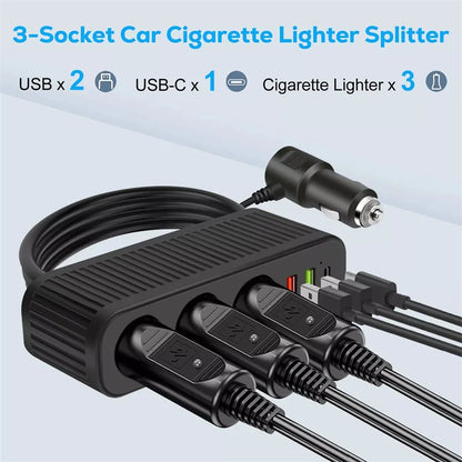 New Car Charger For Phones 120W Plug And Play Charger Splitter Overcharge Protection Charger Adapter PD QC3.0 Car Charger