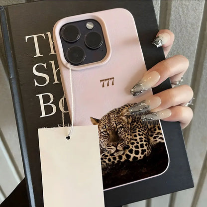 New Fashion Pink Leather Phone Case Cute Leopard Back Cover Anti-fall Protective cases for iPhone 17 16 15 14 13 12 11 pro max