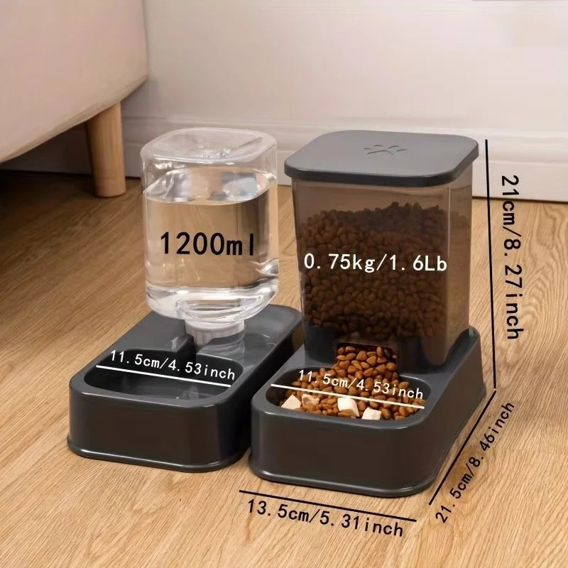Automatic Portion-Control Pet Feeder with Integrated Water Dispenser, Battery-Free Operation for Cats and Dogs
