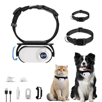 Pet Collar Camera for Pet Camera and Monitor with Wide Angle Lens, Mini Portable Stabilized Sports Body Camera White-A79U