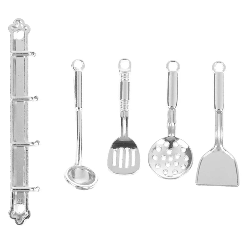 5pcs/Set Kitchen Dollhouse Miniature Mini Cookware Tools Miniatures Kitchen Furniture Toy 1:12 DIY Dollhouse Accessories Kit