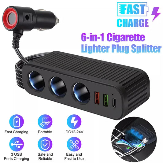 New Car Charger For Phones 120W Plug And Play Charger Splitter Overcharge Protection Charger Adapter PD QC3.0 Car Charger