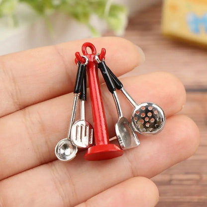 Kettle Mini Kitchen Utensils Sets Cookware 1:12 Scale Mini Kitchen Cooking Kit Alloy Doll Kitchen Set Kids Playing House Toys