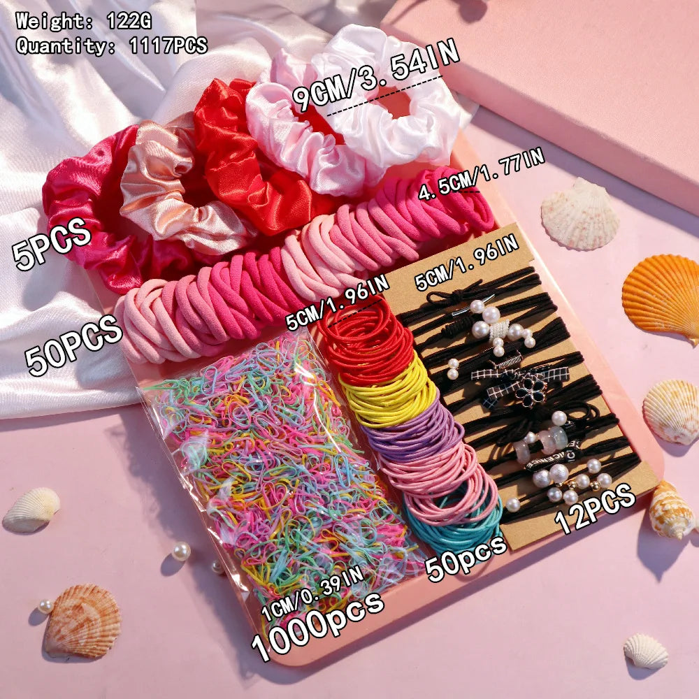 1Set Multicolour Hair Accessories for Woman Set Seamless Ponytail Holders Variety Hair Scrunchies HairBands Scrunchy Hair Ties