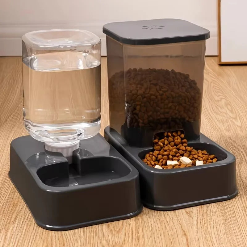 Automatic Portion-Control Pet Feeder with Integrated Water Dispenser, Battery-Free Operation for Cats and Dogs