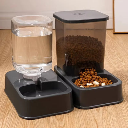 Automatic Portion-Control Pet Feeder with Integrated Water Dispenser, Battery-Free Operation for Cats and Dogs