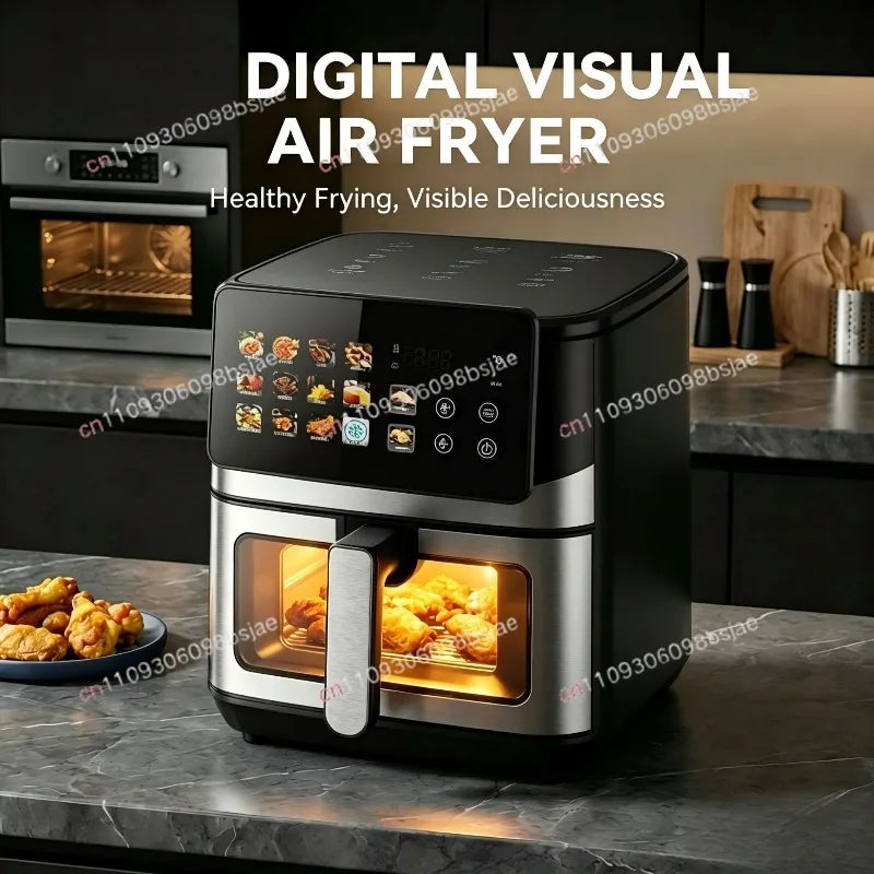 Air fryer large capacity visual large color screen heating up and down household high power electric fryer